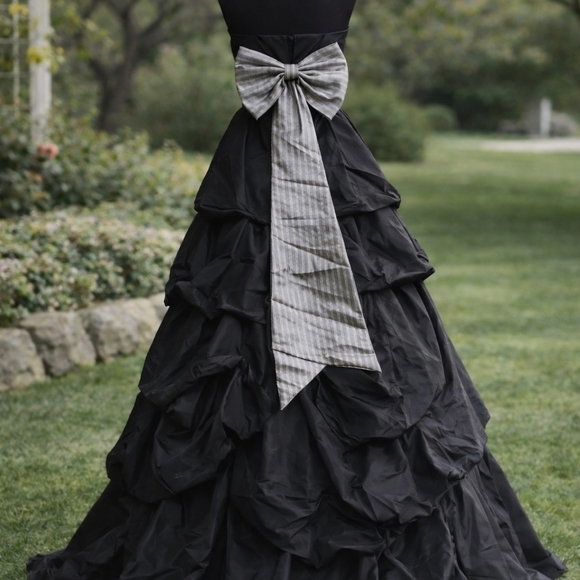 Elegant Black Evening Gown with Bow - Picture 4 of 6